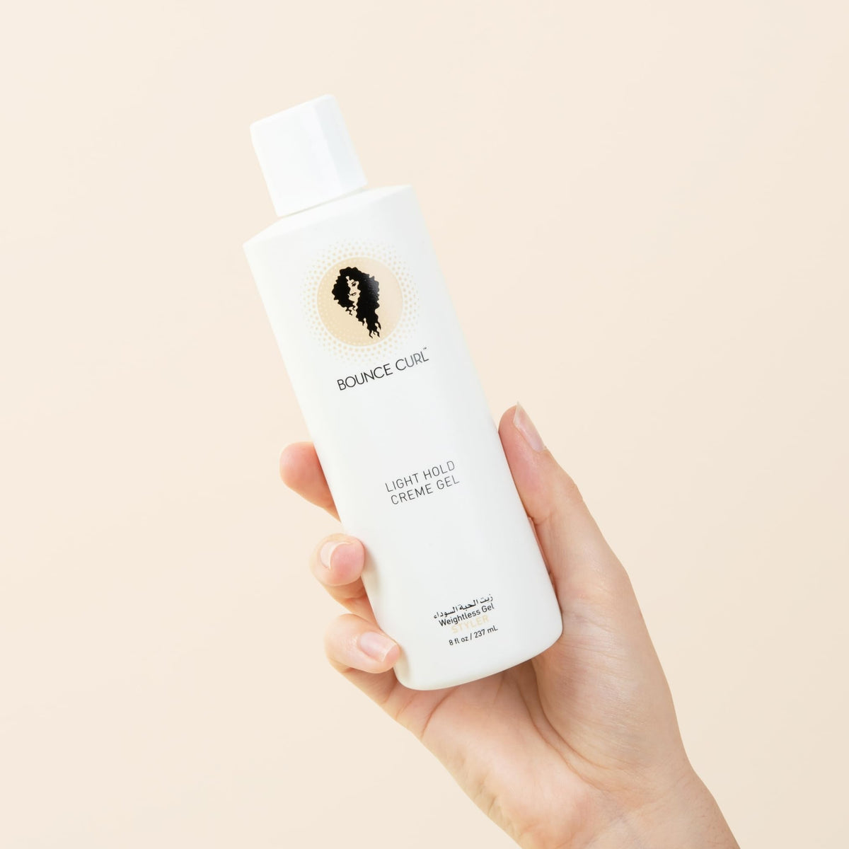Bounce Curl label close-up listing silicone-free and sulfate-free benefits