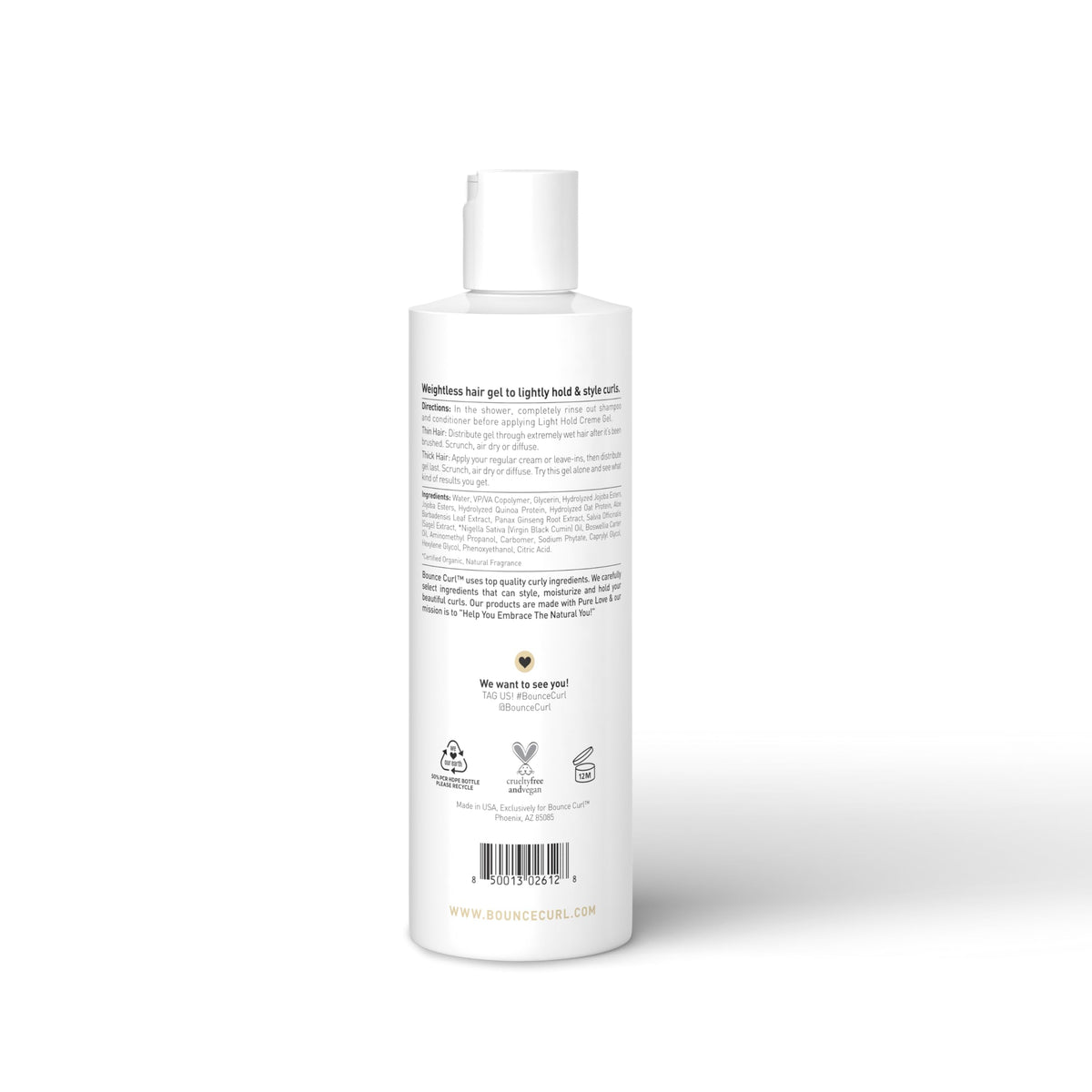 Bounce Curl creme gel texture close-up demonstrating creamy slip and spreadability