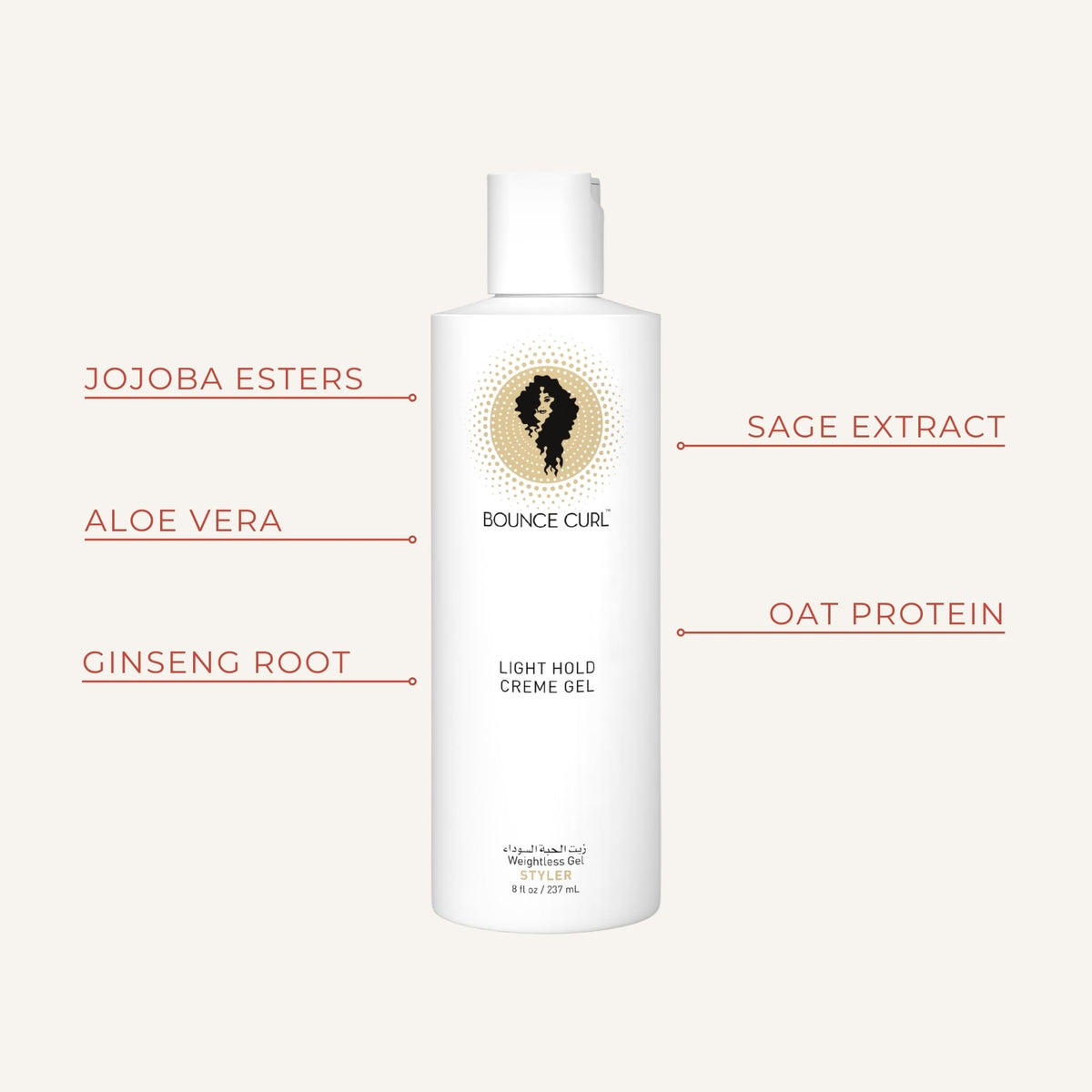 Bounce Curl aloe and jojoba close-up highlighting natural smoothing benefit