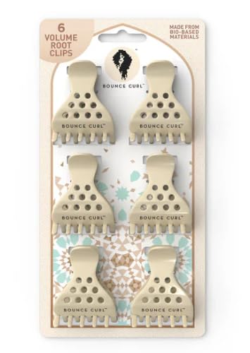 Bounce Curl tan root clip front view showing clip shape and secure hold