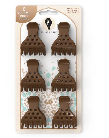 Bounce Curl brown root clip front view shows secure grip and natural lift