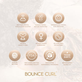Bounce Curl lifestyle bathroom shelf setup conveying everyday routine benefit