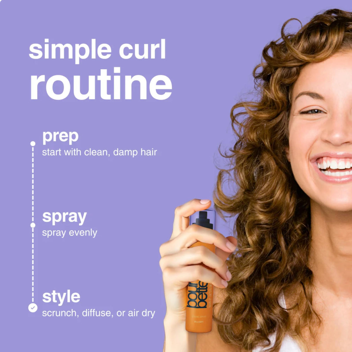 BOUNCE STYLE close-up mist nozzle demonstrating easy, even product application