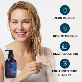 Bounce Style creamy conditioner texture close-up demonstrating rich hydration and spreadability