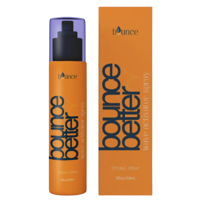 BOUNCE STYLE front packaging bottle showing product for defined waves and frizz control