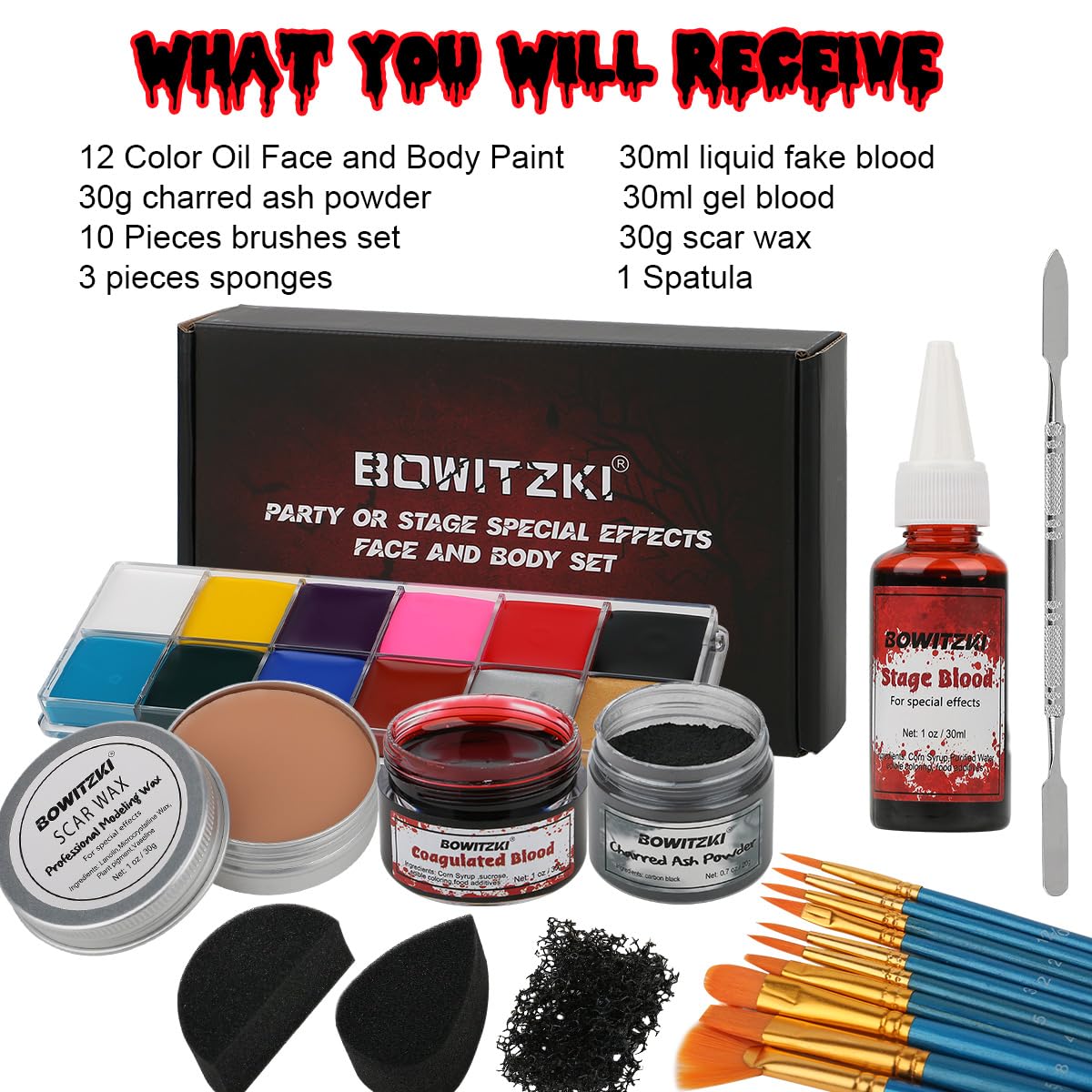 Bowitzki oil paints arranged for color blending and realistic shading