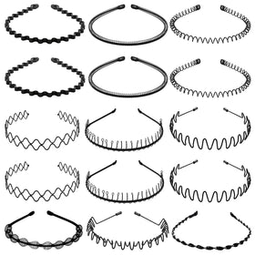 BOYIVI front view of 15 black metal headbands, durable set for everyday styling