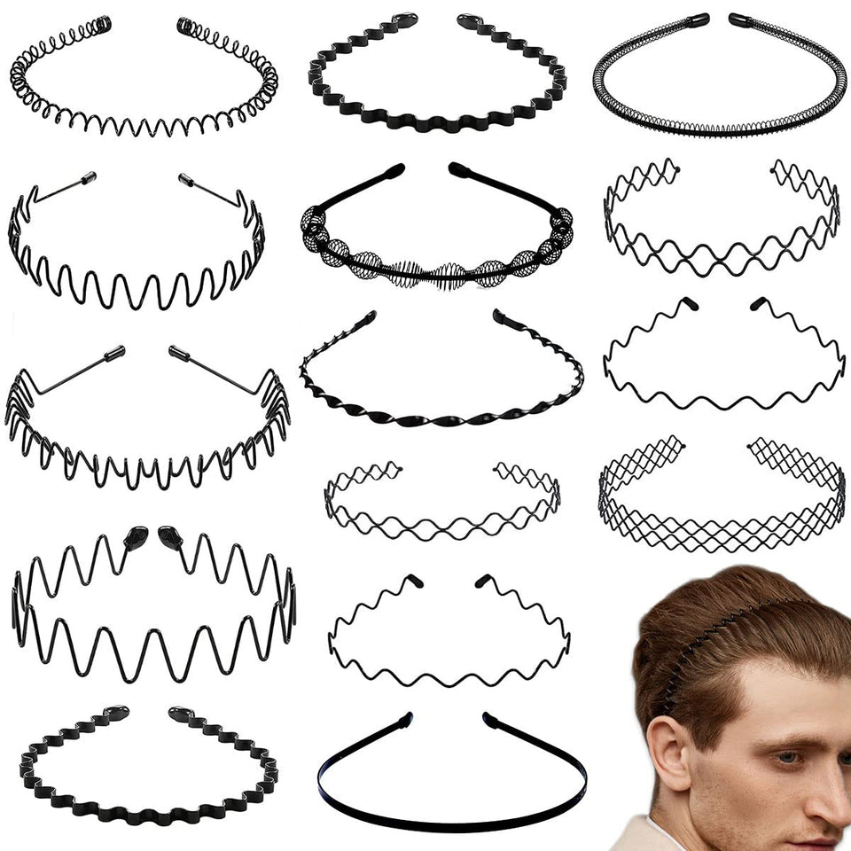 BOYIVI front view of 15-pack metal headbands showing variety and convenience