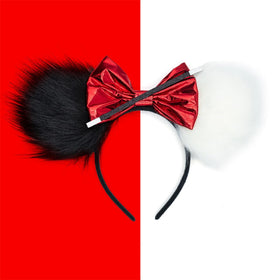 BPNHNA close-up of sequin bow and fluffy ears highlighting texture and shine