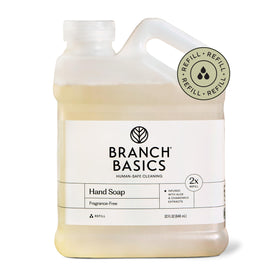 Branch Basics front pouch showing label and 32oz size benefit
