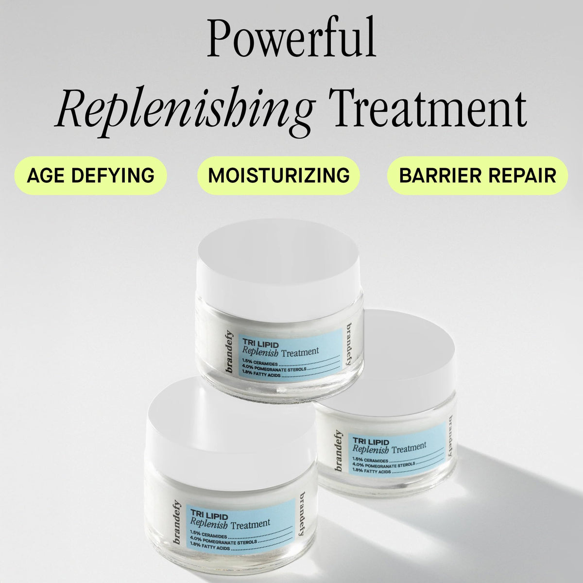 Brandefy jar open close-up revealing smooth peptide-rich cream texture