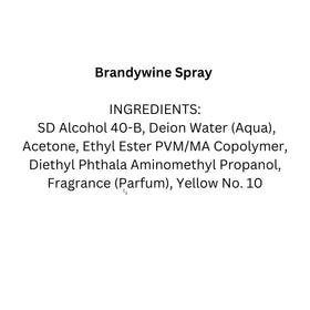 Brandywine bottle on bathroom counter for quick daily wig touch-ups