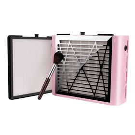 BRANTMAKER front view pink dust collector showing intake grill and stable base for cleaner workspaces