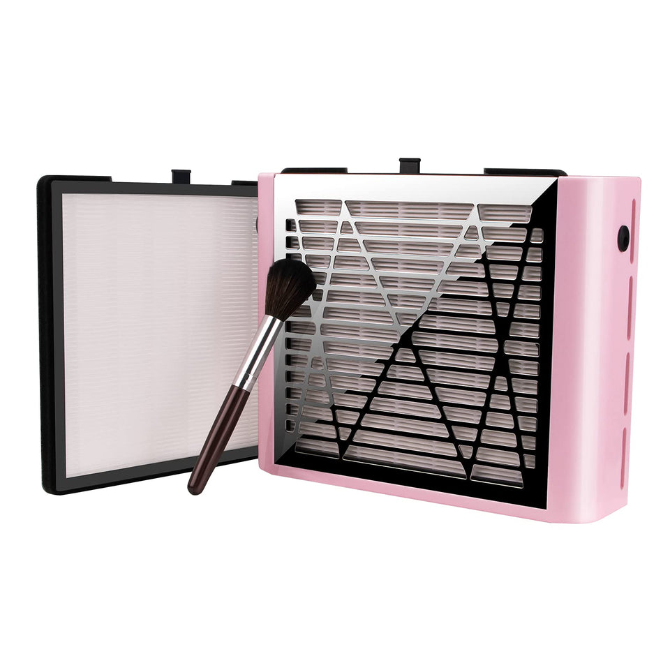 BRANTMAKER front view pink dust collector showing intake grill and stable base for cleaner workspaces