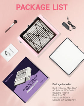 BRANTMAKER next to manicure tools showing compact scale and portability for salon or home use