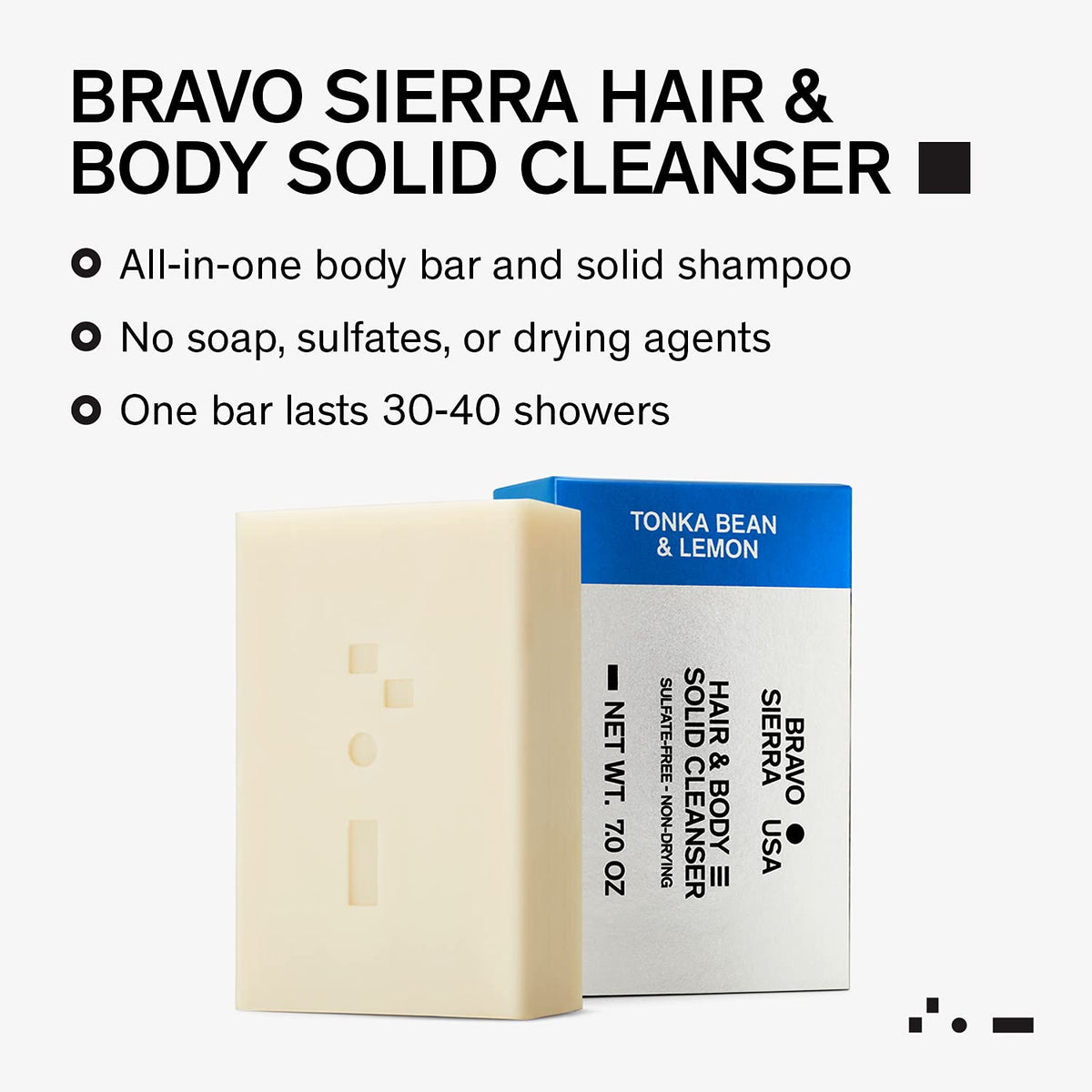 Bravo Sierra close-up of bar texture highlighting creamy conditioning feel