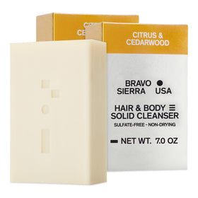 Bravo Sierra front packaging showing citrus cedarwood scent and travel-ready design