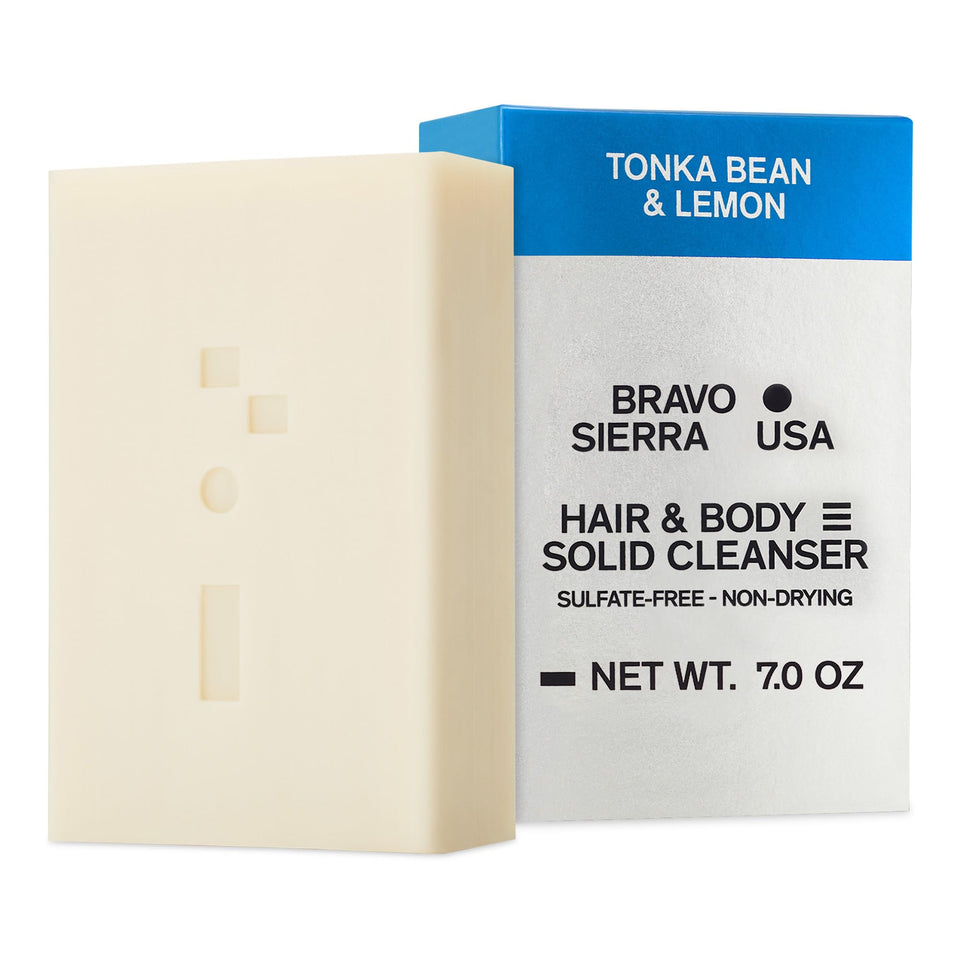 Bravo Sierra front packaging showing tonka bean and lemon scent and travel benefit