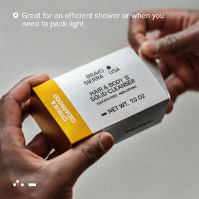 Bravo Sierra bar in shower scene illustrating easy all-in-one use