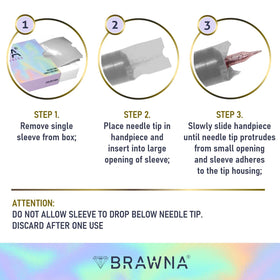 BRAWNA close-up of sleeve pre-punched hole highlights clean needle fit benefit