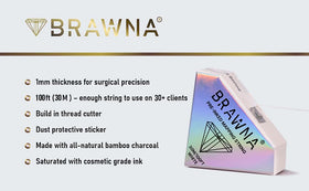 BRAWNA close-up of white pre-inked thread showing fine visible line