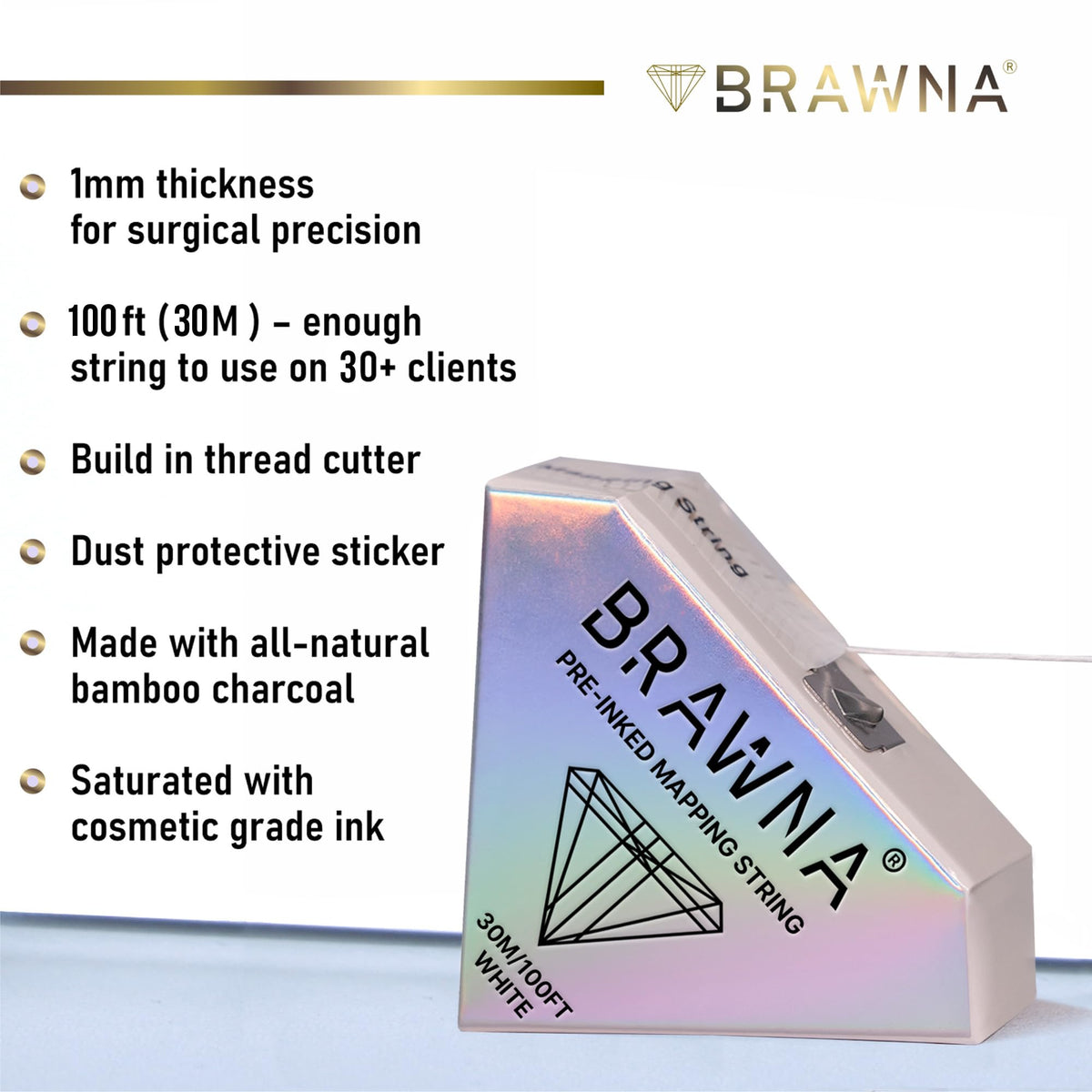 BRAWNA thread in use on eyebrow showing precise symmetrical mapping