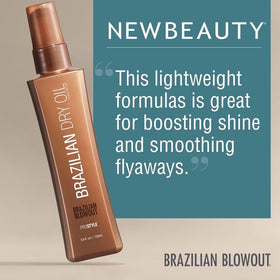 BRAZILIAN BLOWOUT pump dispensing oil onto palm to show texture and fast absorption benefit