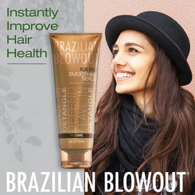 BRAZILIAN BLOWOUT serum being applied to mid-lengths for smoothness