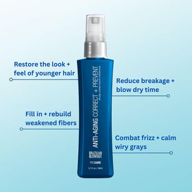 Brazilian Blowout close-up of spray applied to hair showing smoother texture and visible frizz reduction benefit