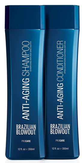 Brazilian Blowout front packaging showing duo and salon-grade benefit