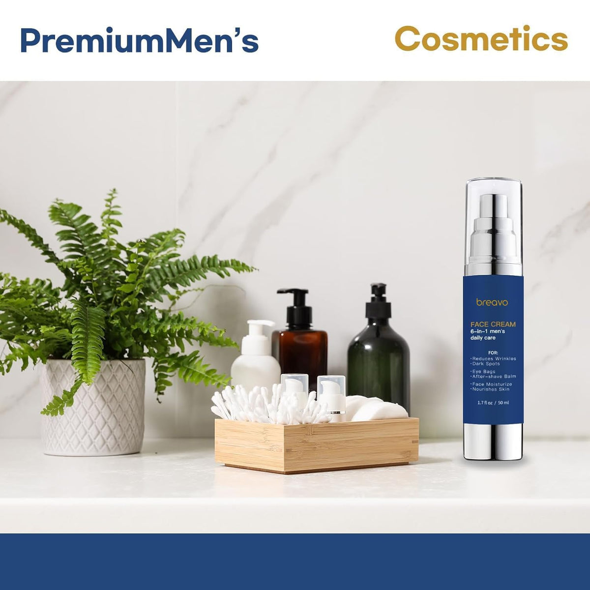 Breavo jar on bathroom shelf in lifestyle setting promoting daily use