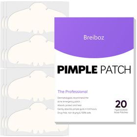 breiboz front packaging showing 20 nose pimple patches and benefits