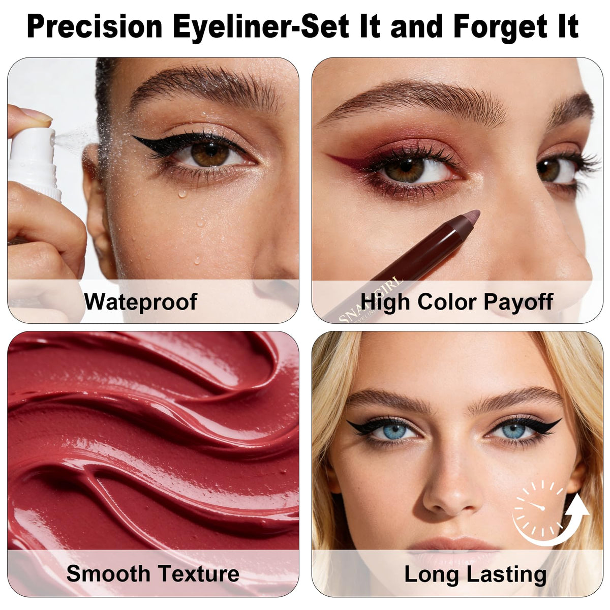 Brenqe chocolate pencil tip creating smooth, soft-definition along the lashline