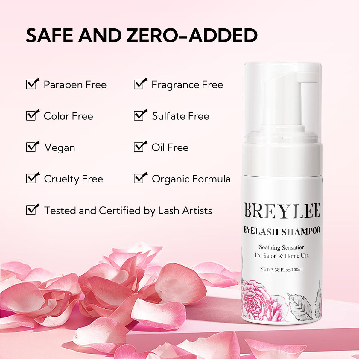 BREYLEE wash bottle rinsing lashes to remove makeup and oil effectively