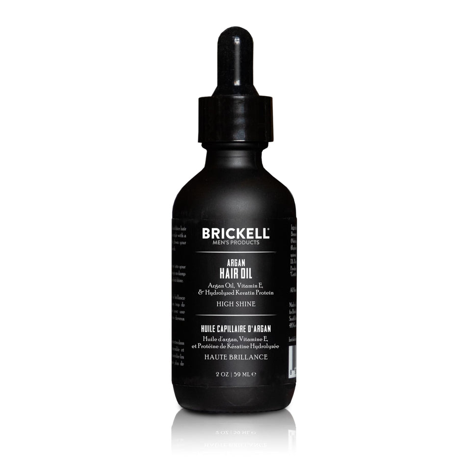 Brickell Men's Argan Oil front bottle view showing clean packaging and benefits