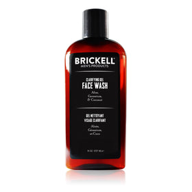 Brickell Men's Products front bottle view showing label and size, clear presentation benefit