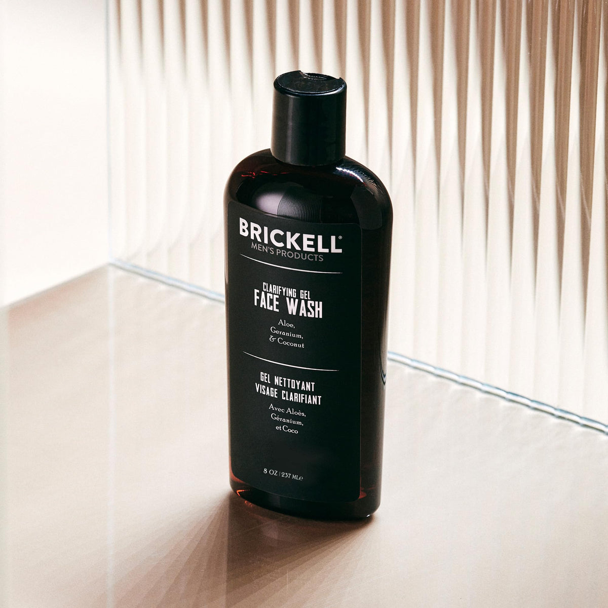 Brickell Men's Products pump dispensing gel, demonstrates easy one-hand use and convenience