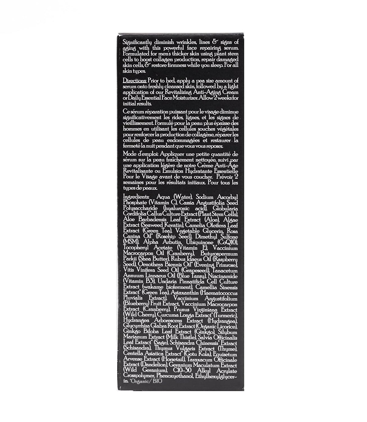 Brickell closeup label listing hyaluronic acid peptides and aloe for firming benefit