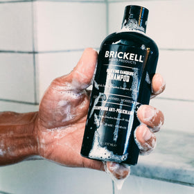 Brickell conditioner pump dispensing cream to show hydration and smoothing benefit