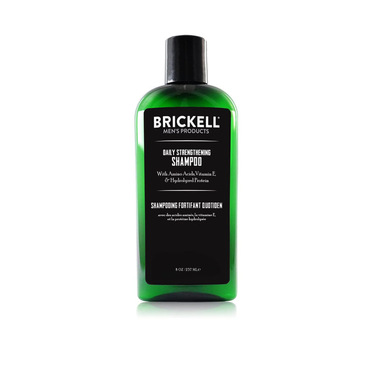 Brickell Men's Products front bottle view showing label and 8oz size benefit