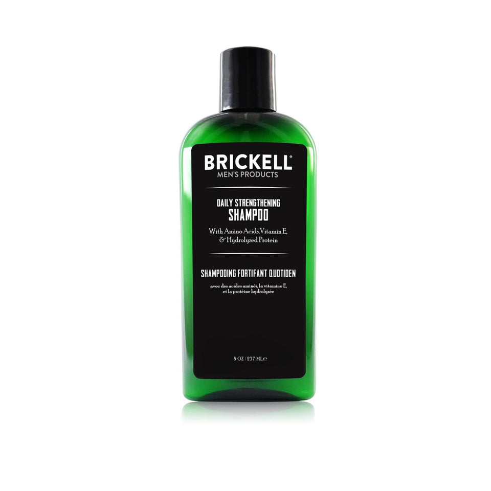Brickell Men's Products front bottle view showing label and 8oz size benefit