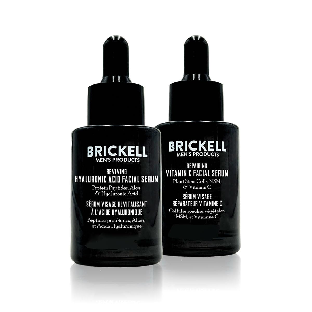 Brickell front packaging showing both day and night serums with clear benefit