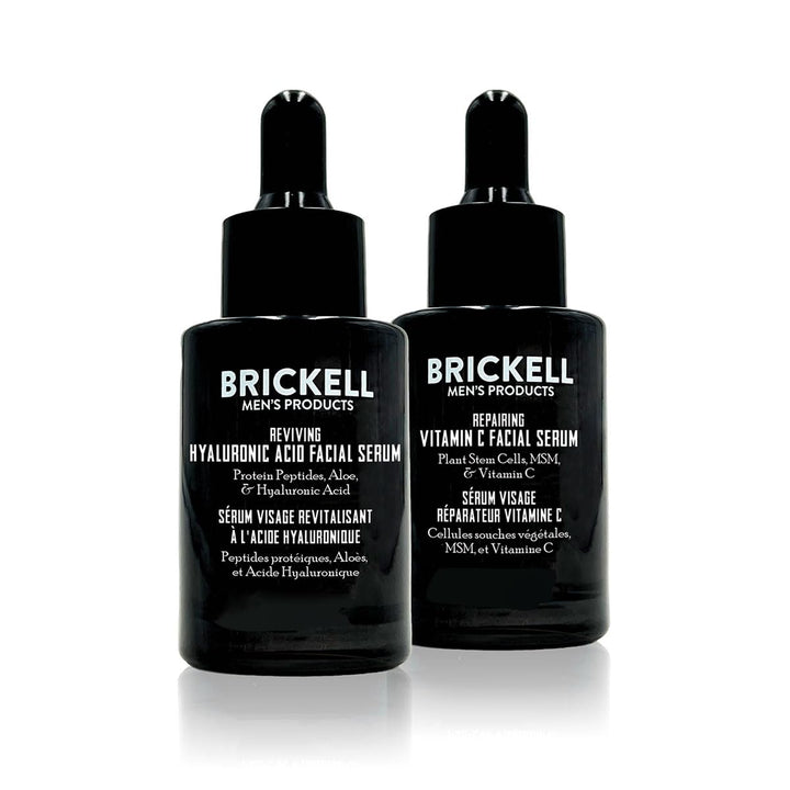 Brickell front packaging showing both day and night serums with clear benefit