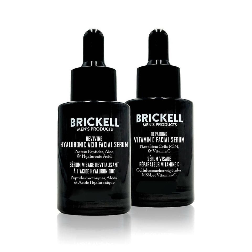 Brickell front packaging showing both day and night serums with clear benefit