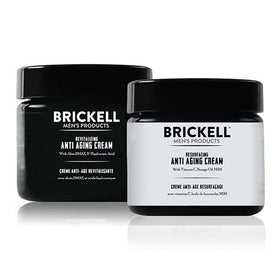 Brickell Men's Products front packaging showing the unscented day and night set and clear labeling benefit
