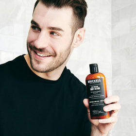 Brickell Men's Products ingredient display with aloe and jojoba benefit