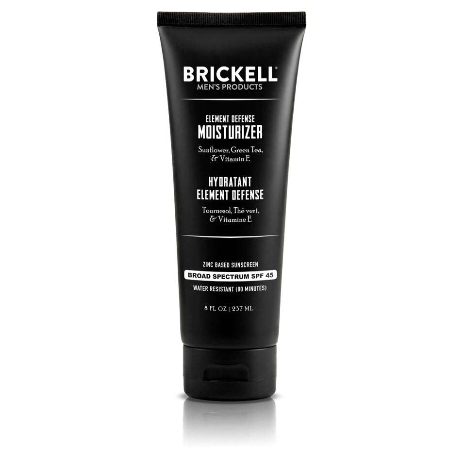 Brickell Element Defense front tube showing unscented SPF45 protection
