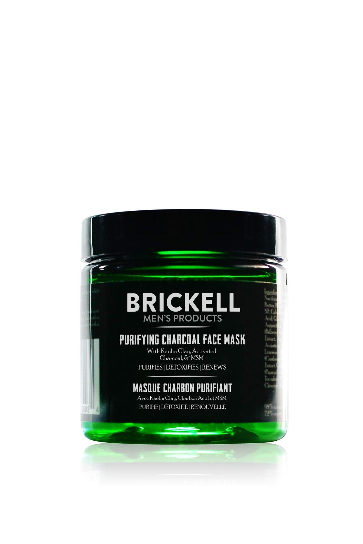 Brickell jar front packaging showing label and 4 oz size, clean benefit