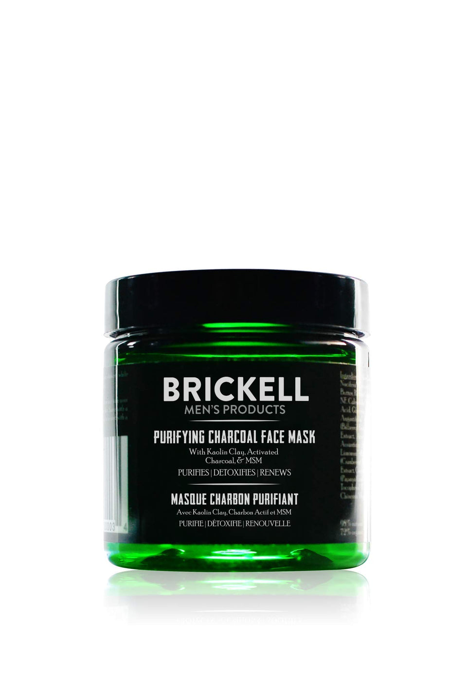 Brickell jar front packaging showing label and 4 oz size, clean benefit