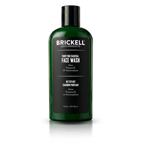 Brickell Men's Products front packaging showing bottle and branding, clear grooming benefit